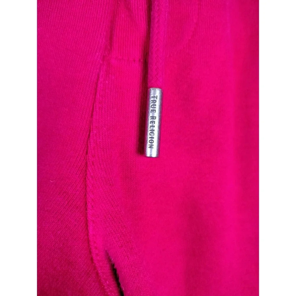 True Religion Metallic HS Jogger Pink Red Sweatpants Size Medium Cozy Flaw